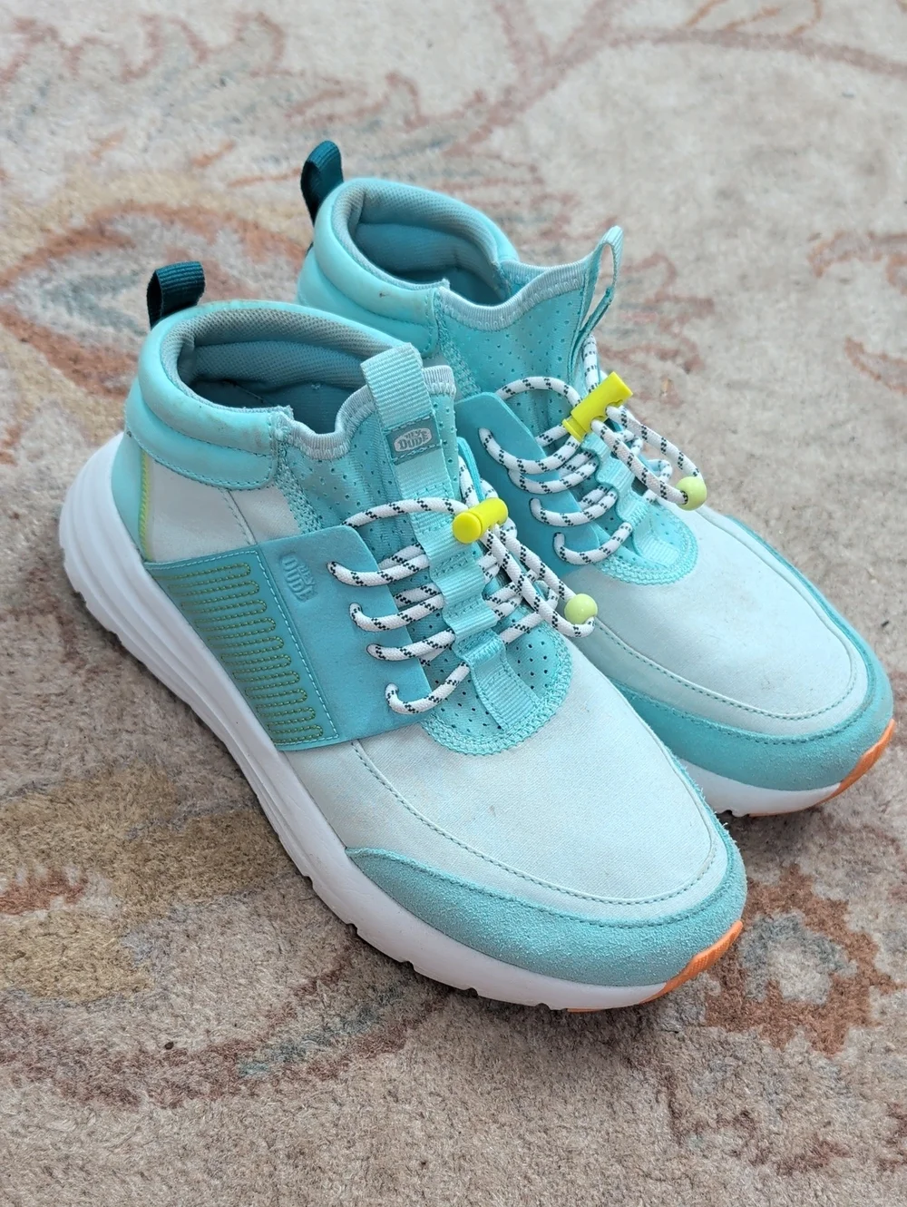 Hey Dude Sirocco Mid Sport Aqua Mint Casual Sneakers with Neon Accents